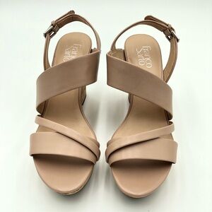 Franco Sarto Blush/Nude Wedge Heel Sandals Size 10